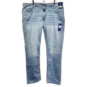 NWT George SLIM Straight Leg Jeans Stretch Light Wash Faded 40x32 fit 42.5x32 #c